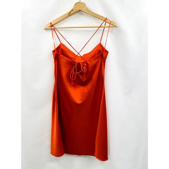 Abercrombie & Fitch orange satin mini slip dress - Picture 3 of 5